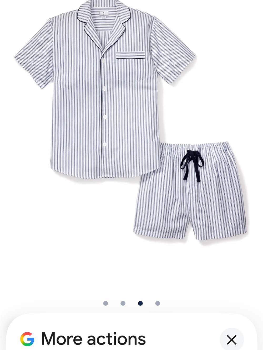 Petite Plume Men’s M 100% Cotton Striped Pajama Set Navy White